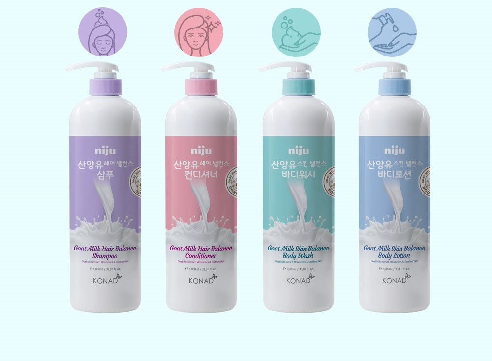 Konad Ямааны сүүтэй арьсны орчин тэнцвэржүүлэгч бие угаагч саван 1000мл /Niju Goat Milk Skin Balance Body Wash/